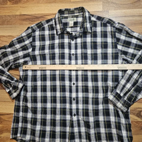 L.L. Bean XL Large Scotch Plaid Flannel Mens Shirt 228061 - Picture 6 of 10
